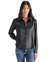 Steve Madden Women's Asa Charmeuse Shoulder Pad Shirt