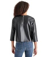 Steve Madden Women's Dee Faux-Leather 3/4-Sleeve Top