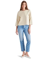 Steve Madden Women's Dee Faux-Leather 3/4-Sleeve Top