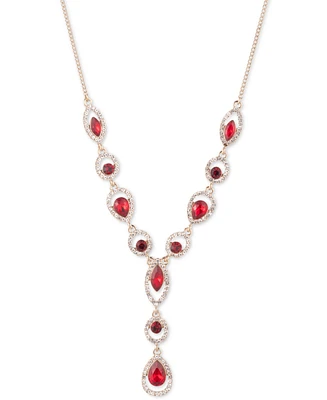 Givenchy Silver-Tone Pave Stone Lariat Necklace, 16" + 3" extender