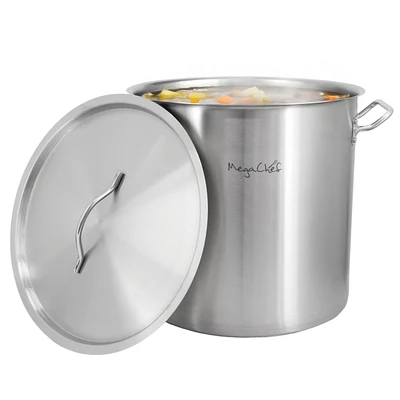 MegaChef Professional Kitchen Quart Round Stainless Steel Stock Pot with Lid