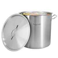MegaChef Professional Kitchen Quart Round Stainless Steel Stock Pot with Lid