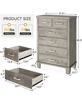 gaomon Dresser for Bedroom, 6 Drawer Dresser with Metal Handles, Grey Chest of Drawers Closet Organizers and Storage Clothes