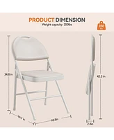 gaomon Folding Chairs 2 Pack, Metal Foldable Chair with Cushion and Non-Slip Feet Pads