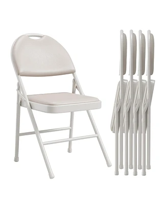 gaomon Folding Chairs 2 Pack, Metal Foldable Chair with Cushion and Non-Slip Feet Pads