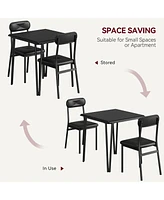 gaomon Dining Table for 2, Small Square kitchen Dinner Table Set for 2,Space Saving Wood Modern Dinette With Upholstered,3 Piece