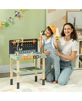 Qaba Toddler Tool Set, 49 Piece Kids Tool Bench Workbench Playset for 3-6