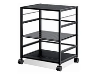 Devaise Mobile 3-Shelf Printer Stand with Adjustable Shelves, Modern Printer Cart with Large Storage Space, Printer Stand for Home Office, Black