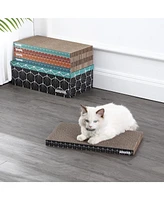 The Licker Store Naomi Modern Cardboard Reversible Cat Scratcher Pad in Box with Catnip (5-Pack)