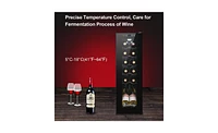 Slickblue Black 12-Bottle Electronic Wine Cabinet with Transparent Glass Door and Cold Rolled Sheet Design