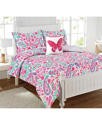 Alex + Bella Watercolor Flutter Pink -Piece Microfiber Comforter Set