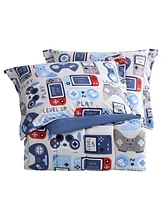 Alex + Bella Gamer Blue Grey 2-Piece Ultra Soft Microfiber Comforter Set - Twin