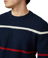 Ben Sherman Men's Cable Stripe Crew Neck Sweater