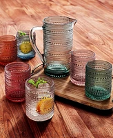 The Wine Savant Hobnail Beaded Pitcher and Tumbler Glasses, Set of 7