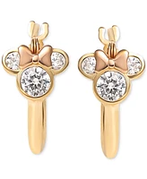 Disney Minnie Mouse Cubic Zirconia Small Hoop Earrings in 10k Yellow & Rose Gold, 1/2"