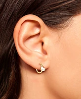 Enamel Hello Kitty Polished Tube Small Hoop Earrings in 10k Gold, 0.53"