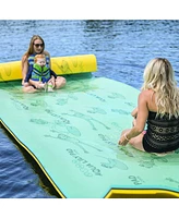 Aqua Lily Pad 20 Ft Bullfrog Water Playground Floating Foam Island, Green/Yellow