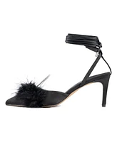 New York & Company Womens Saylor- Faux Feather Heel Sandal