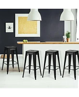 Sugift 30" Height Set of 4 High Back Metal Industrial Bar Stools