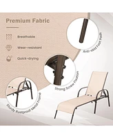 Sugift Adjustable Patio Chaise Folding Lounge Chair with Backrest-Brown