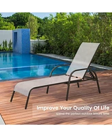 Sugift Adjustable Patio Chaise Folding Lounge Chair with Backrest-Gray