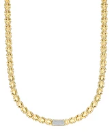 Diamond Pave Bar Stampato Xo Link 18" Collar Necklace (1/2 ct. t.w.) in 14k Gold-Plated Sterling Silver