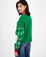 Hooked Up by Iot Juniors' Snoopy Dog House Christmas Sweater