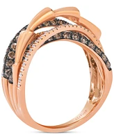 Le Vian Chocolatier Diamond Crossover Multi-Row Ring (1-1/3 ct. t.w.) in 14k Rose Gold