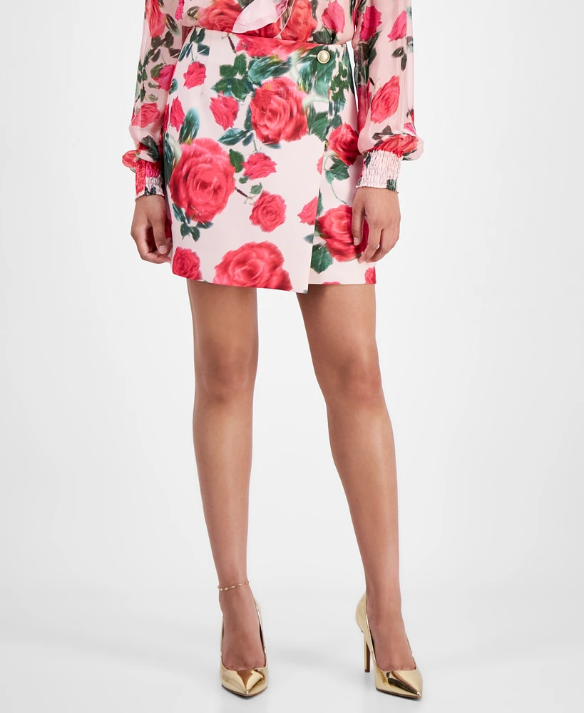 Guess Women's Raisa Floral-Print Wrap Mini Skirt