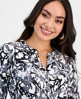 I.n.c. International Concepts Petite Printed Long-Sleeve Top, Exclusively at Macy's