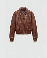 Mango Women's Leather Jacket