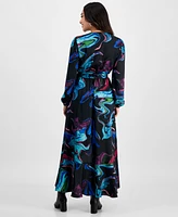 I.n.c. International Concepts Petite Printed Surplice Ruffled Maxi Dress, Exclusively at Macy's