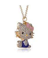 Hello Kitty Sanrio Crystal Pendant Necklace - Gold-Tone with Colorful Enamel Accents