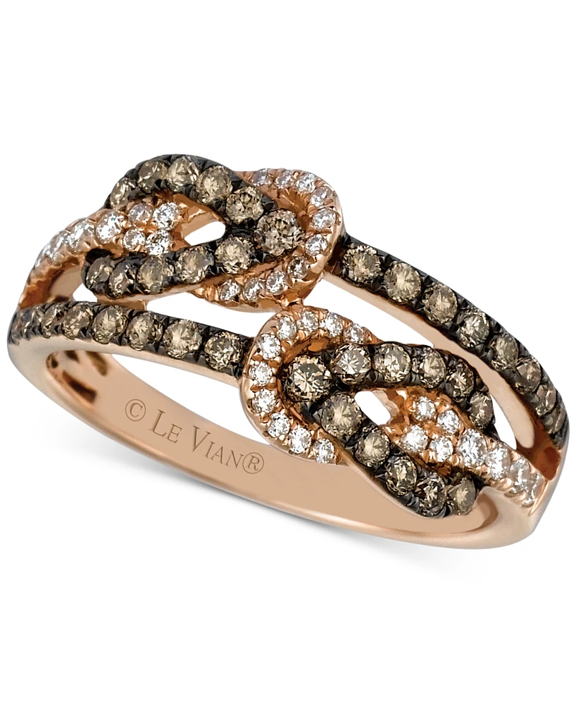 Le Vian Chocolatier Diamond Knotted Double Row Ring (3/4 ct. t.w.) in 14k Rose Gold