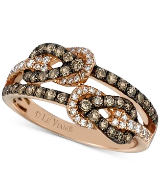 Le Vian Chocolatier Diamond Knotted Double Row Ring (3/4 ct. t.w.) in 14k Rose Gold