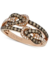 Le Vian Chocolatier Diamond Knotted Double Row Ring (3/4 ct. t.w.) in 14k Rose Gold