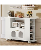 Tribesigns White Buffet Cabinet with Open Storage Shelf, 47.2