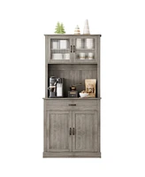 gaomon Kitchen Pantry Cabinet, 71" Tall Kitchen Hutch Storage Cabinet with Microwave Stand