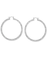 Guess Large Pave Hoop Earrings, 2.37"