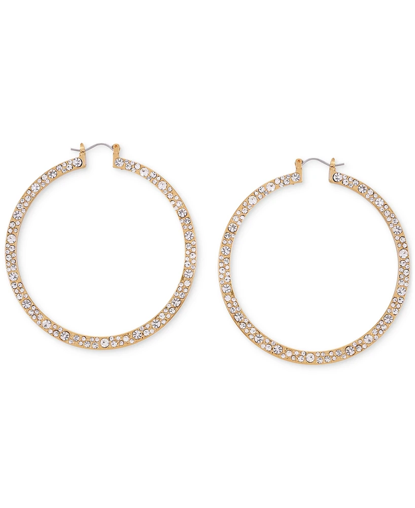 Guess Large Pave Hoop Earrings, 2.37"