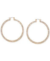 Guess Large Pave Hoop Earrings, 2.37"