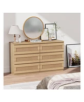 gaomon Rattan Dresser For Bedroom, 6 Drawer Dresser For Bedroom