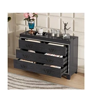 gaomon 6 Drawer Double Dresser, Dresser Closet With Anti-Tip Devices, Metal Handle, Modern Wide Chest Of 6 Drawers, Large Storage Cabinet For Bedroom