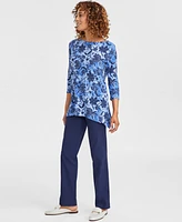 Jm Collection Petite Mirela Printed Jacquard Swing Top, Exclusively at Macy's