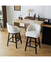 Maison Boucle Set of 2 33.25" Upholstered Swivel Counter Height Bar Stools with Back,Kitchen Island Stools-Maison