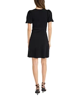 London Times Women's Puffed-Sleeve A-Line Dress