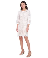 Vince Camuto Petite Jewel-Neck Lace Shift Dress