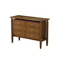 gaomon Modern 6-Drawer Double Dresser Storage Cabinet Mid Century Storage Organizer Closet For Living Room Bedroom Walnut