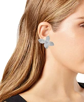 Guess Silver-Tone Pave Flower Statement Suspender Earrings