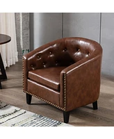 Slickblue Tufted Barrel Tub Chair, Stylish Club Chair for Living Room and Bedroom Comfort